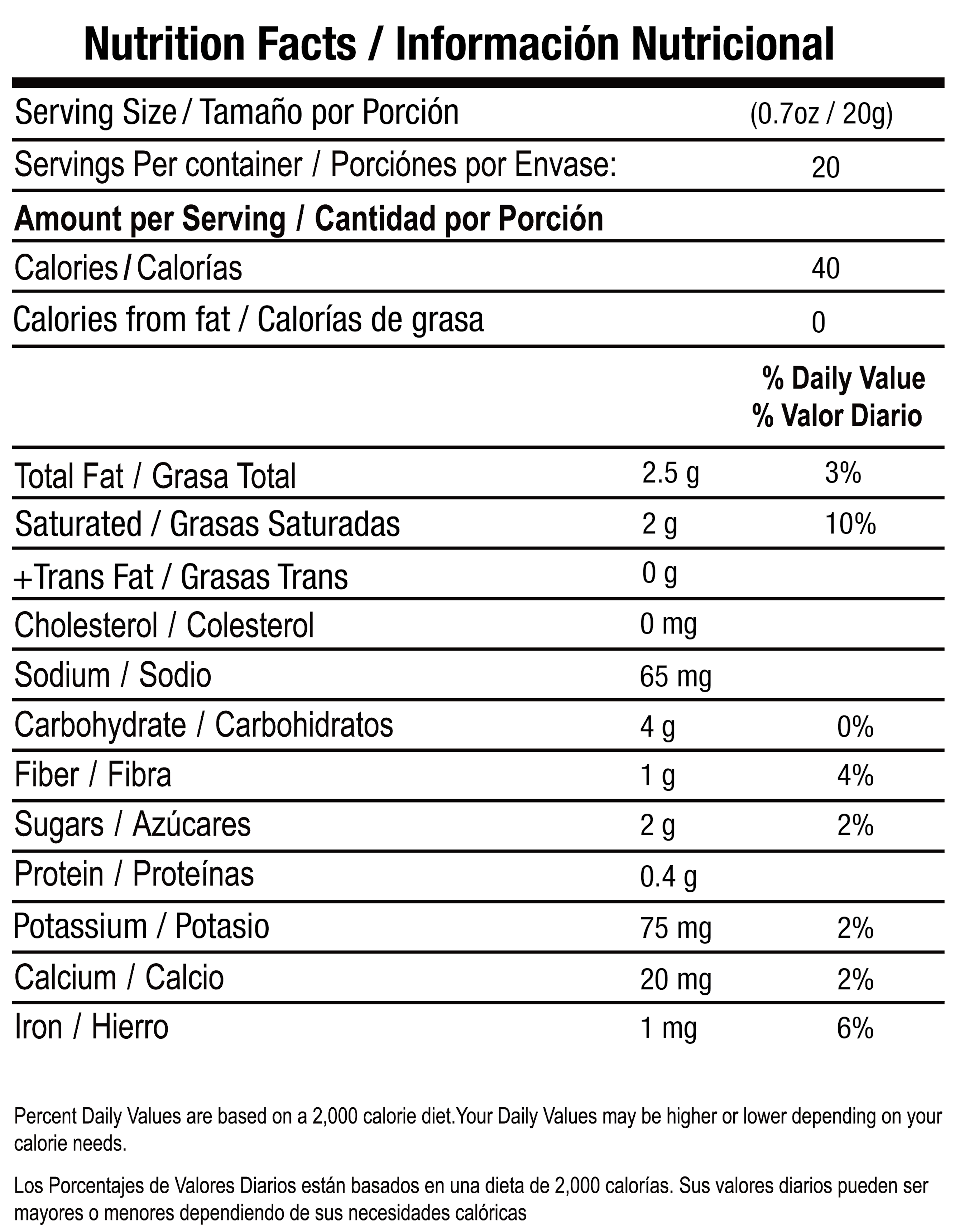Latte Verde nutrition facts